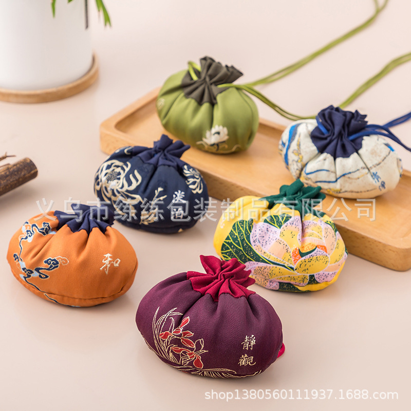 佛系刺绣手工锦囊古风随身香包香囊空袋随身装中药长挂绳挂脖