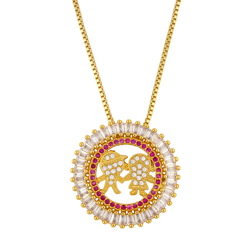 fashion jewelry couple necklace boy girl diamond pendant necklace birthday gift wholesale nihaojewel