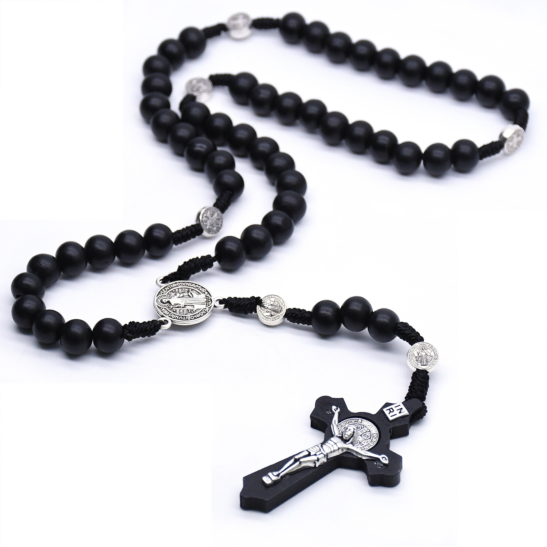 Retro Cross Wood Beaded Unisex Pendant Necklace 1 Piece