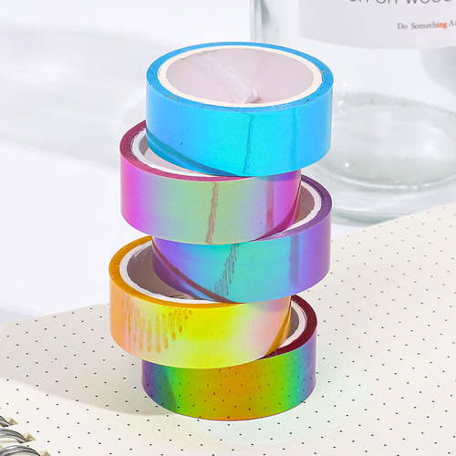 Cool colorful handbook decorative waterproof tape creative laser gradient tape student handbook material collage sticker