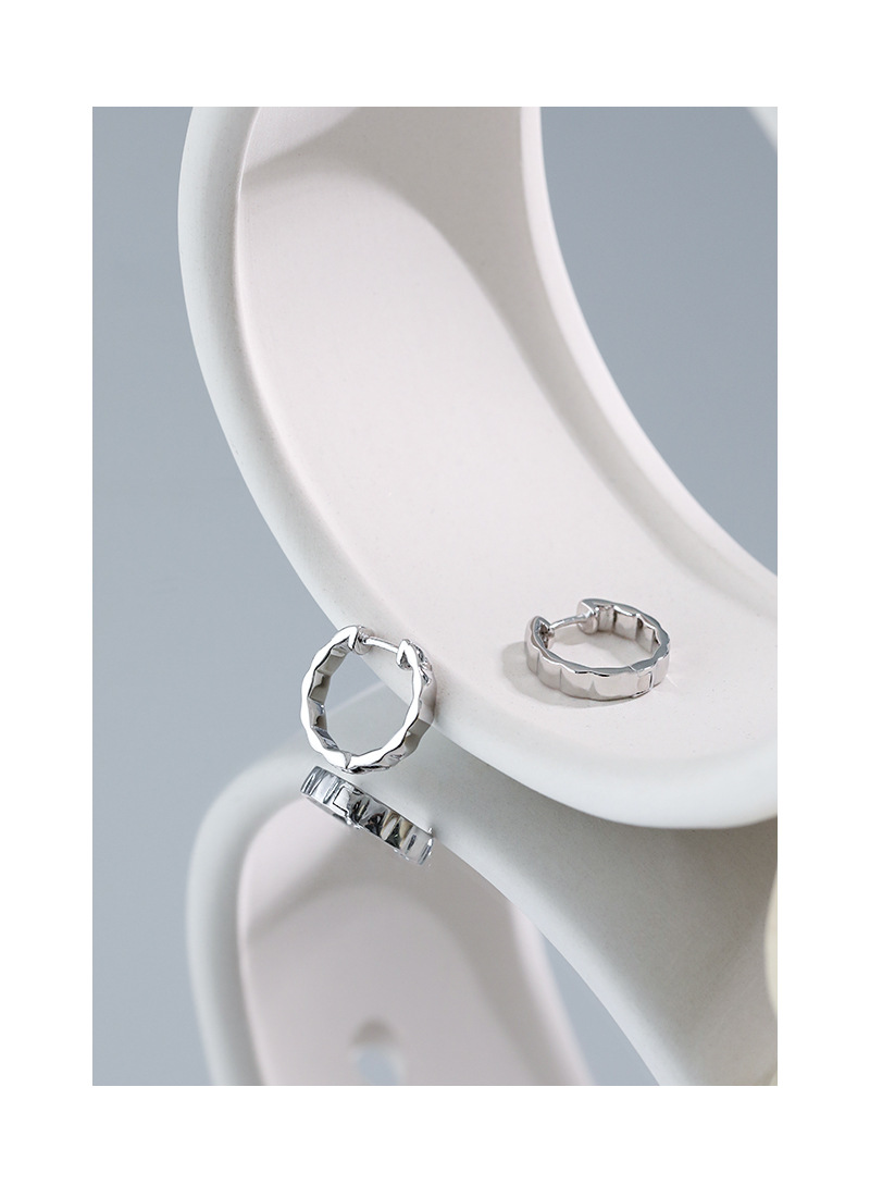 0.03µm Gold Plating Thickness 071 Korean Version Of Minimalist Chocolate Plaid S925 Sterling Silver Earrings
