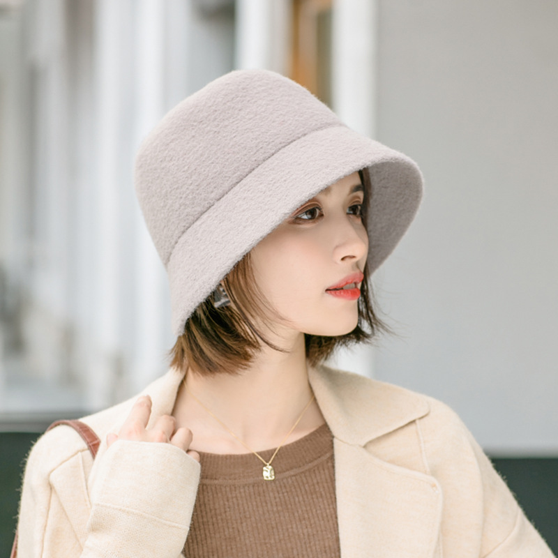 Ull bucket hat för kvinnor höst vinter trendig varm_voghion.com