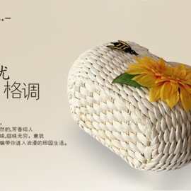 花朵草编包 藤编包包海边度假包 蜜蜂