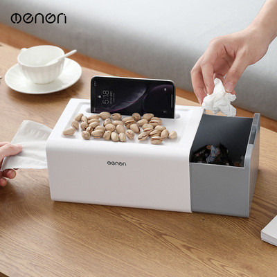 桌面纸巾盒多功能创意收纳盒家用客厅茶几抽纸盒迷你桌面小垃圾桶|ms