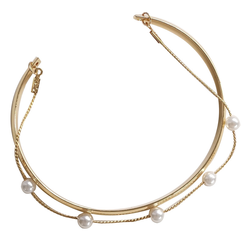 Fashion double layer geometric pearl bracelet