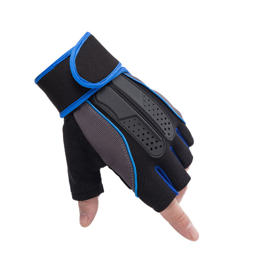 Dumbbell barbell gym half finger gloves breathable shockproof anti-slip anti-friction with super glossy palm