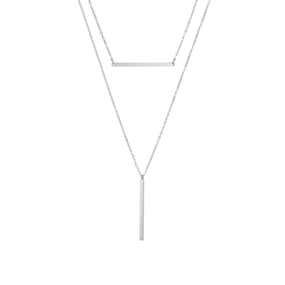 Ornaments Geometric Round Word Necklace Stainless Steel Two-piece Necklace Clavicle Chain Wholesale Niihaojewelry display picture 2