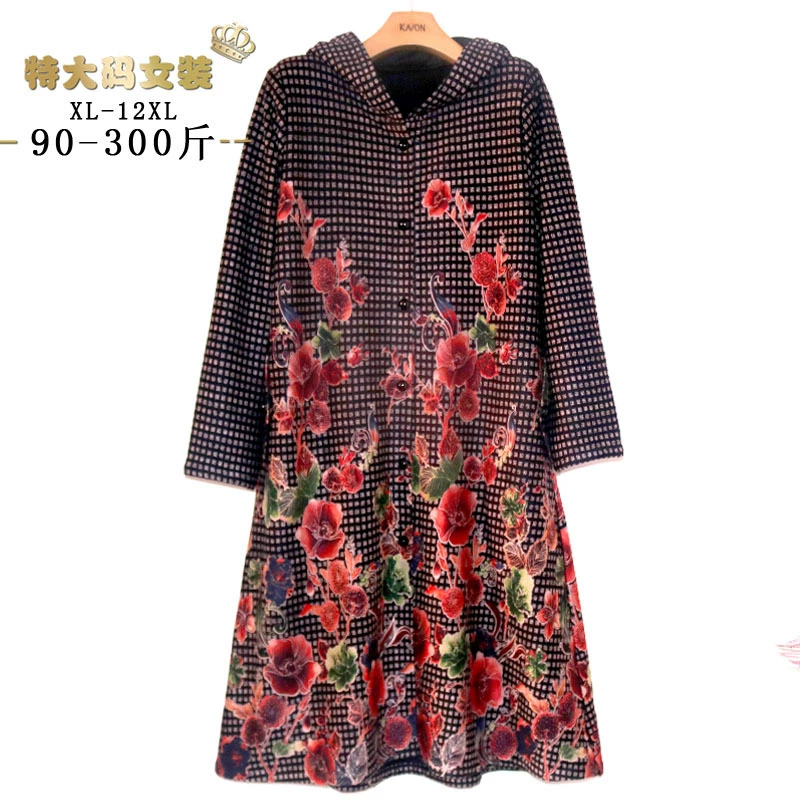 00408 осеннее длинное бархатное пальто на флисовой подкладке среднего возраста, весенне-осеннее пальто для мамы, Новая женская шапка