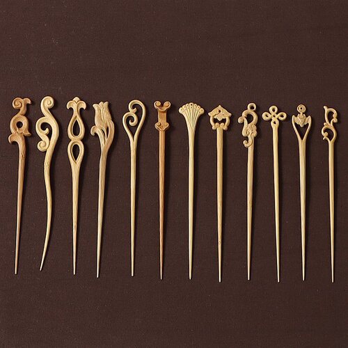 Handmade Bamboo Carved Ruyi Xiangyun Tea Needle Bamboo Tea Ceremony Parts Six Gentlemen Ancient Style Hairpin