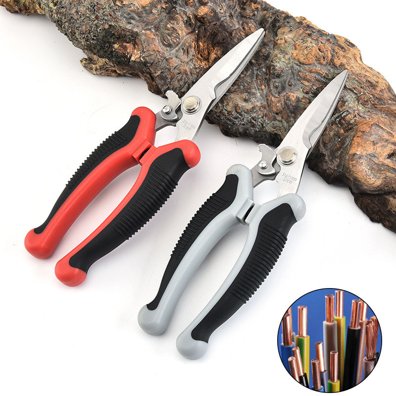 晨光不锈钢电线剪刀线槽电缆剪铁皮剪剥线电工剪户外工具