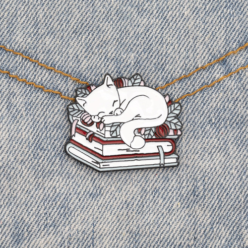 Wish hot-selling new European and American cartoon cute cat napping sleeping cat brooch student denim bag badge accessories