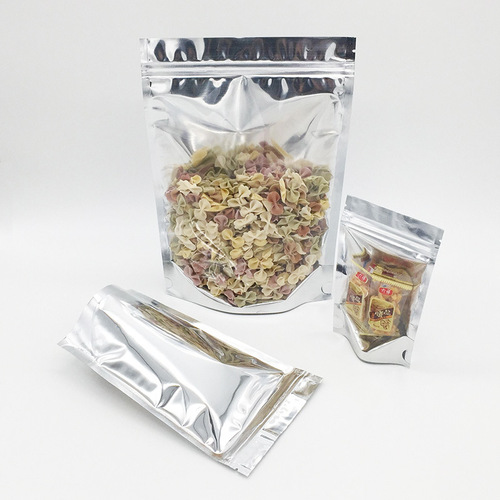 Manufacturer supplies aluminized Yin and Yang self-sealing stand-up bag aluminum foil translucent bag food packaging bag flower tea seal bag silver