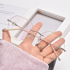 Bai Shi Fen Xiaohongshu Style Natural Beauty Makeup Mirror Frameless Cut Edge Glasses Anti-Blue Light Frame Decorative Eyeglass Frame