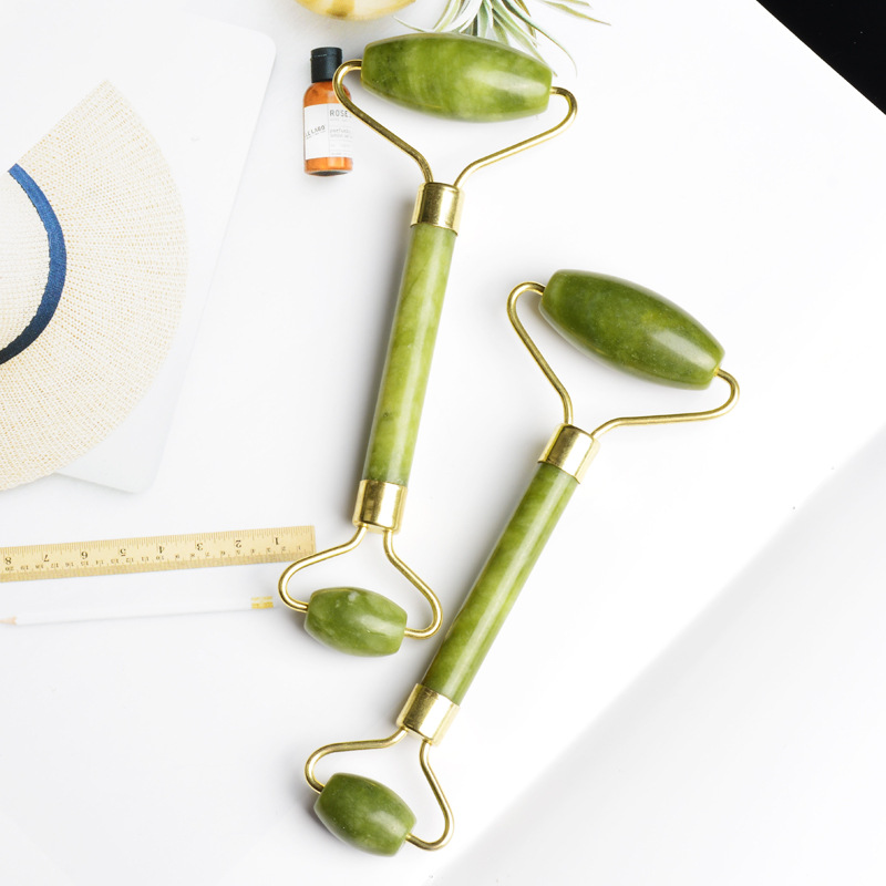 Nuevo masaje Xiuyu Jade rodillo suave soporte de metal rodillo facial belleza contenedor masajeador portátil