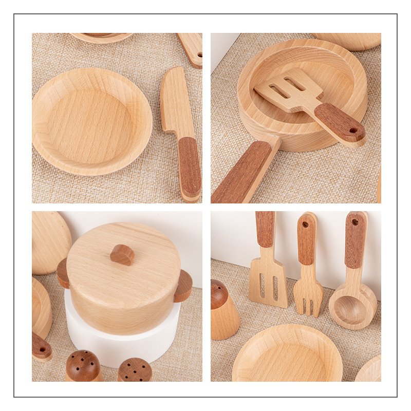 Cocina para niños Casa de juego cocina juguete para niñas casa de muñecas Simulación de madera utensilios de cocina Corea del Sur Niño de madera rompecabezas