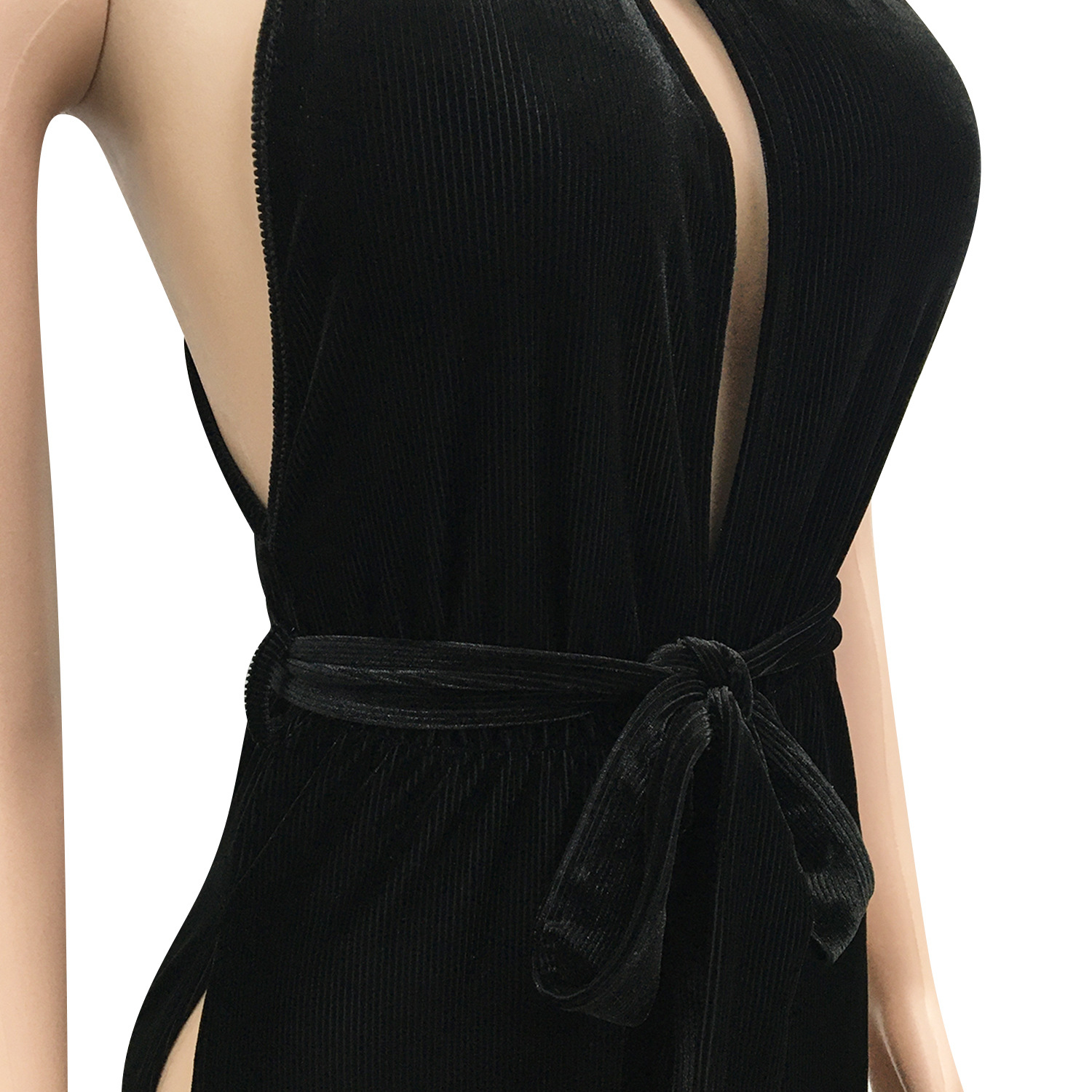 Sexy Lace Up Stretch Split Women Jumpsuit