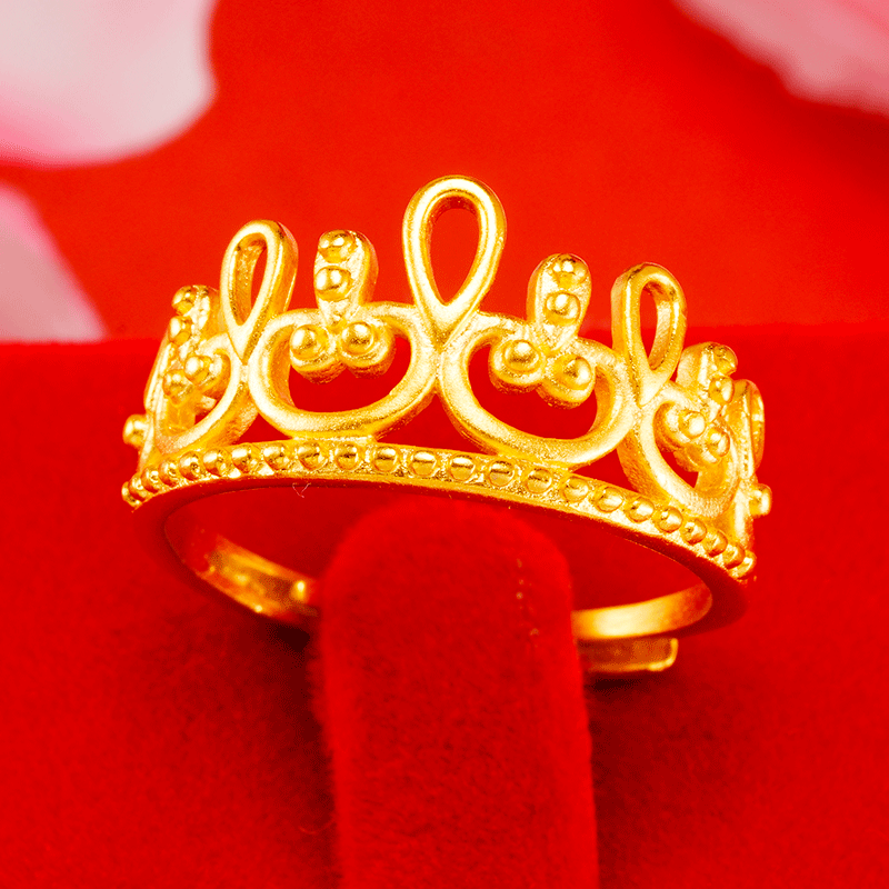 Exquisito antiguo oro imitación 24K oro amor anillo abierto moda femenina arena oro neto rojo vivo joyería al por mayor