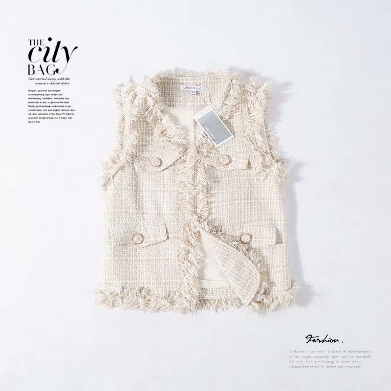 wholesale autumn sleeveless knitted frayed small fragrant wind vest jacket NSAM6252