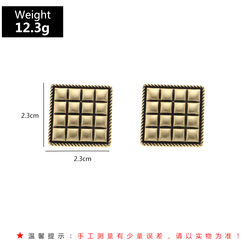 Fashion Simple New Metal Retro Distressed Matte Gold Button Earrings display picture 1
