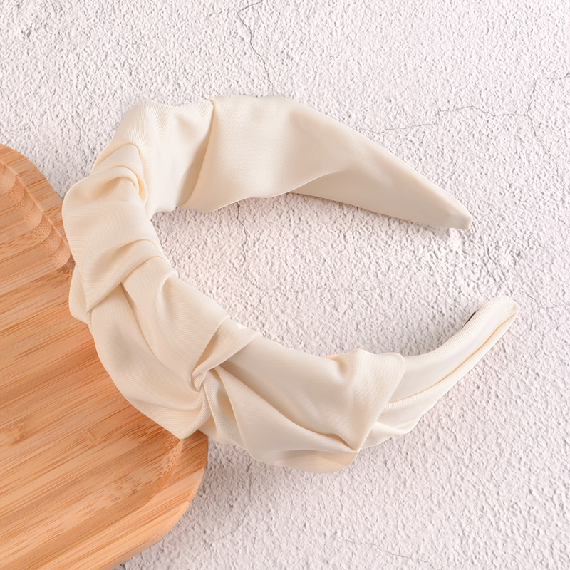 Fabric Pleated Solid Color Headband display picture 3