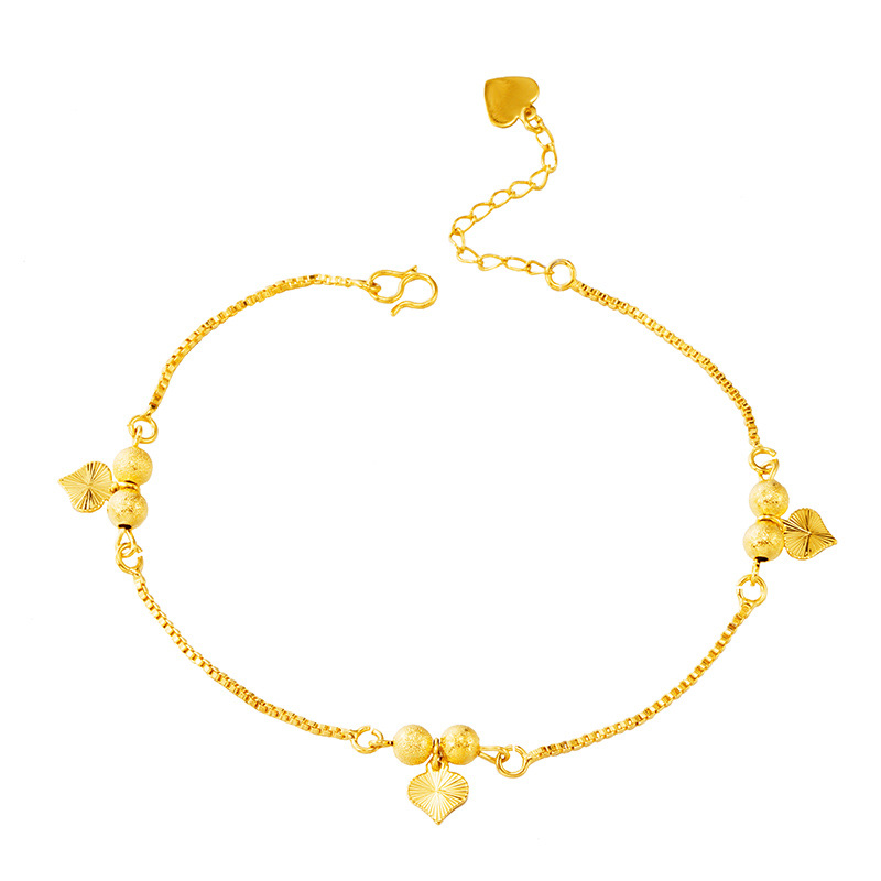 Moda amor europeo y americano tobillera japonés y coreano cobre chapado 24K oro femenino playa pie adornos transfronterizos