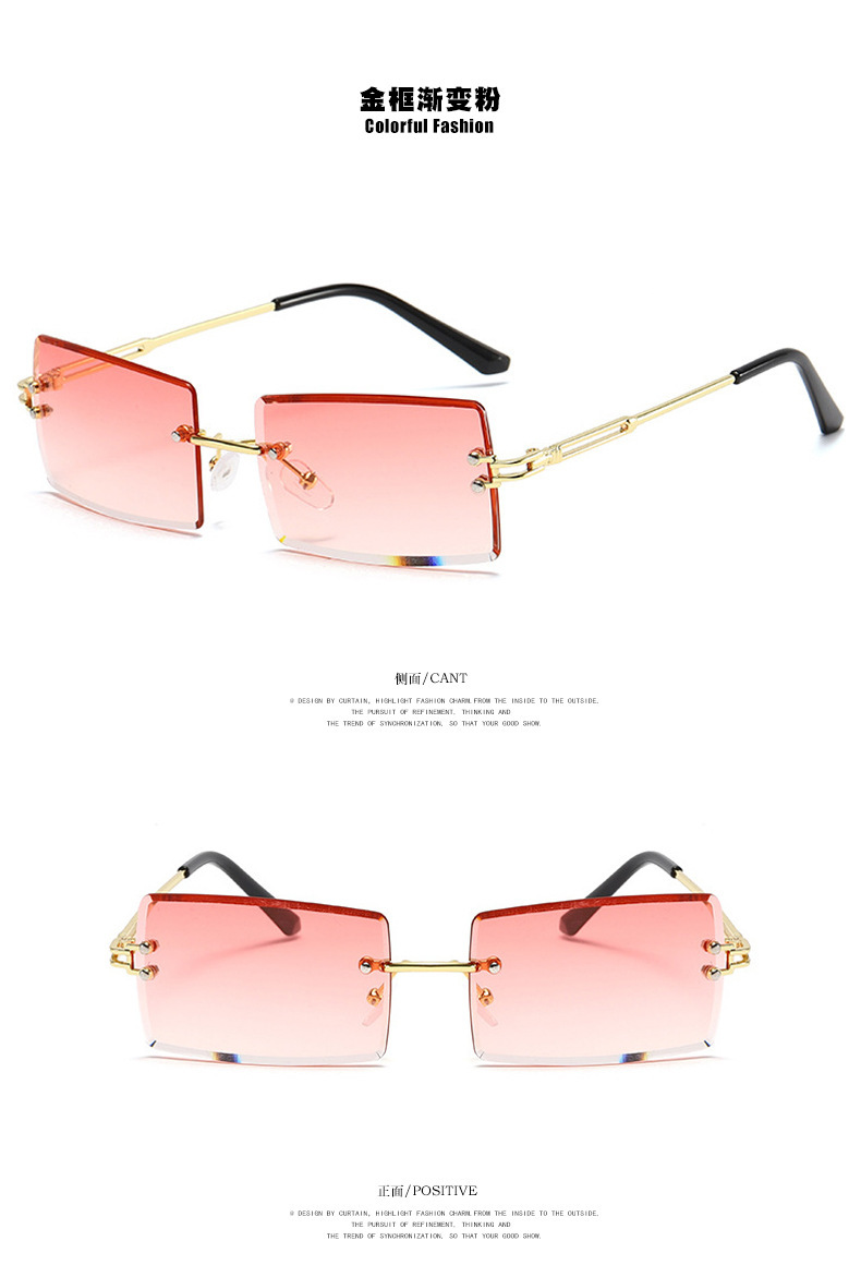 Fashion New Metal Frame Sunglasses For Women Large Frame Sunglasses Diamond Cut Gradient Color Sunglasses Nihaojewelry display picture 7