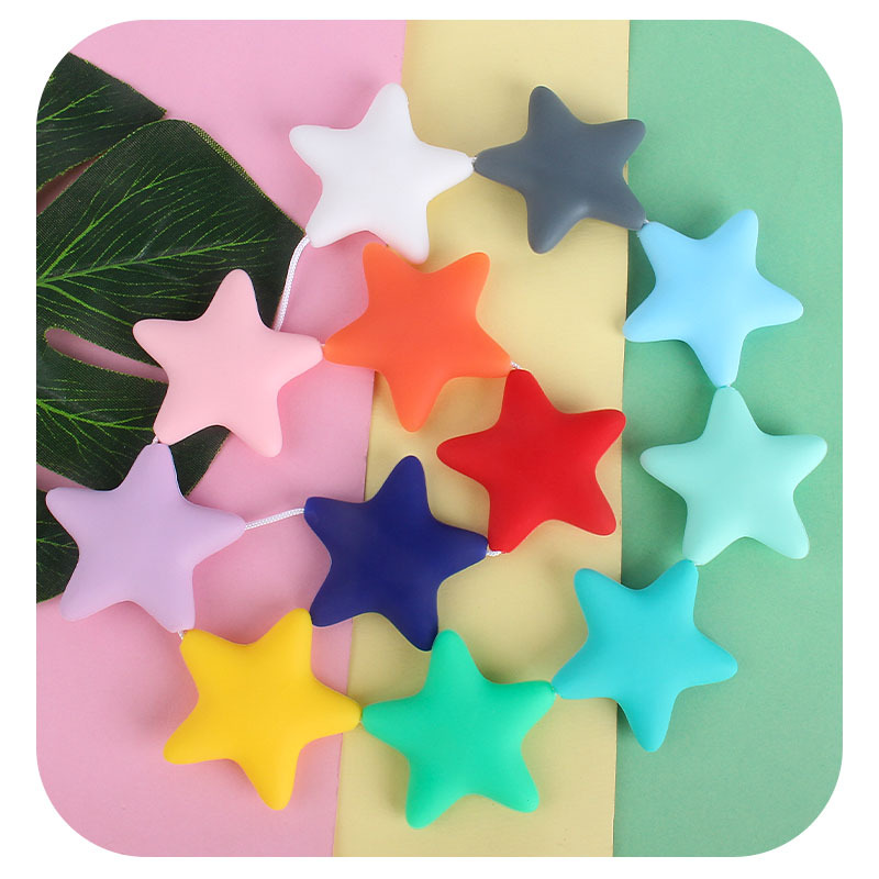 Estrella de cinco puntas de silicona molar juguete mordedor pulsera chupete cadena collar accesorios Amazon DIY accesorios de la joyería