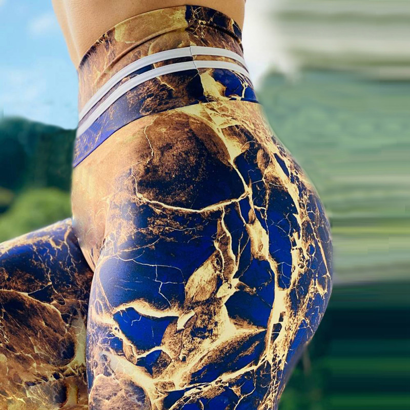 Europe and the United States Hot-selling Satellite Map Printing Moisture-wicking Yoga Pants Sports Fitness Pants Sexy Hip Leggings for Women