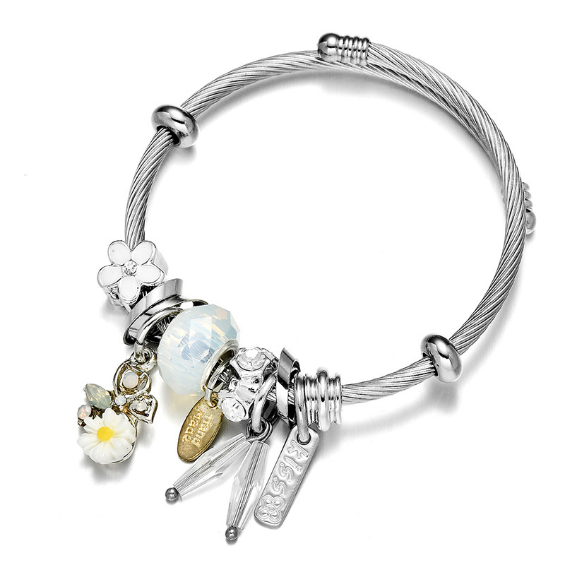 可調節個性DIY不鏽鋼手镯 花花 钛鋼手镯 廠家直銷 亞馬遜爆款