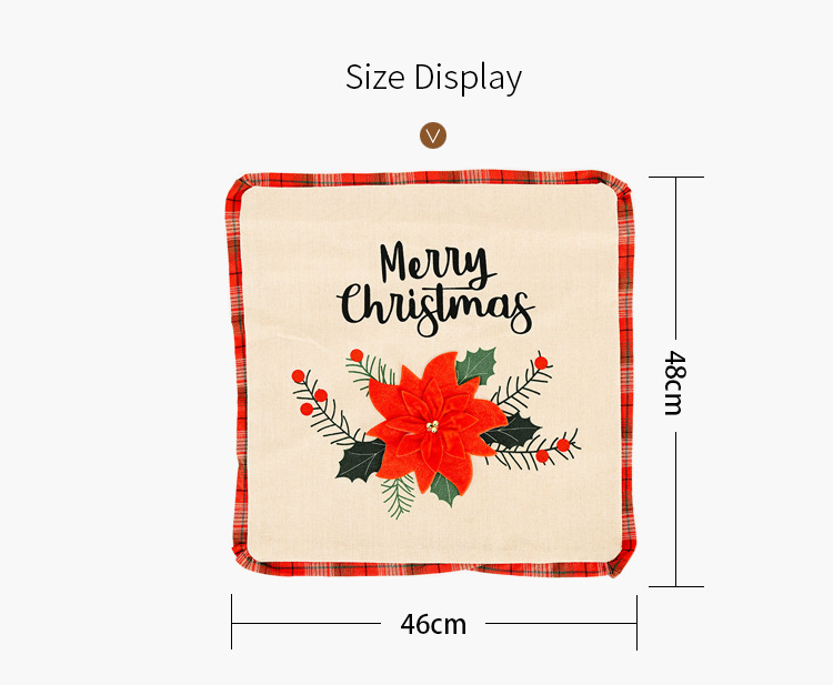 New Christmas Ornaments Big Red Flower Pillowcase Square Pillowcase Linen Pillowcase display picture 2