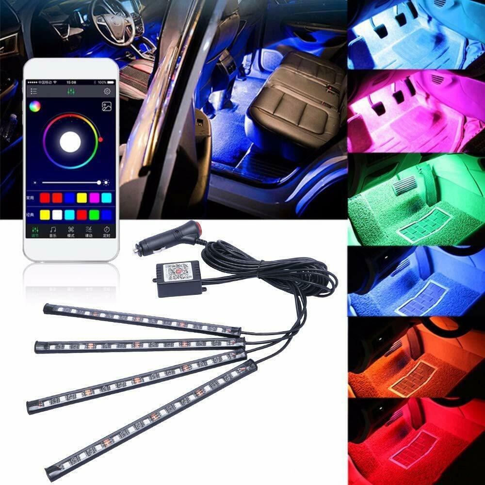 Auto luz de atmósfera APP de control de un remolque cuatro 5050 12SMD lámpara de pie colorida luz de atmósfera de control de voz 48SMD