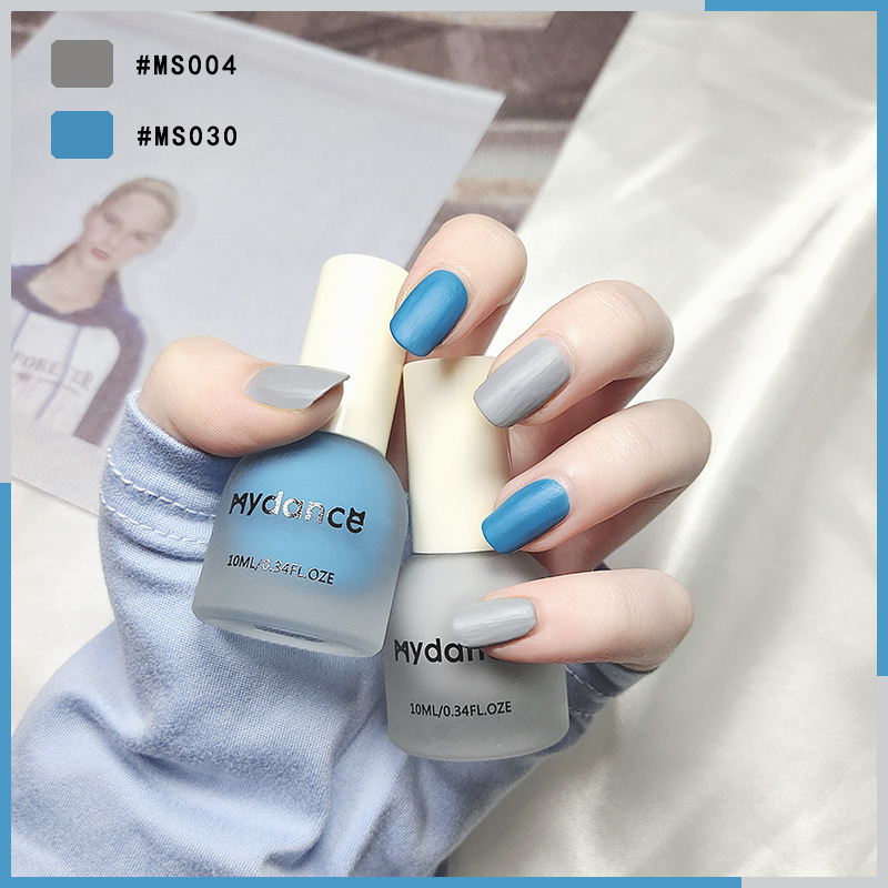 Two Bottle Set Mist Matte Nail Polish Women's Non-Baking Long-lasting Non-Peelable Tear Frosted Bottle Contrast Color Set Wholesale