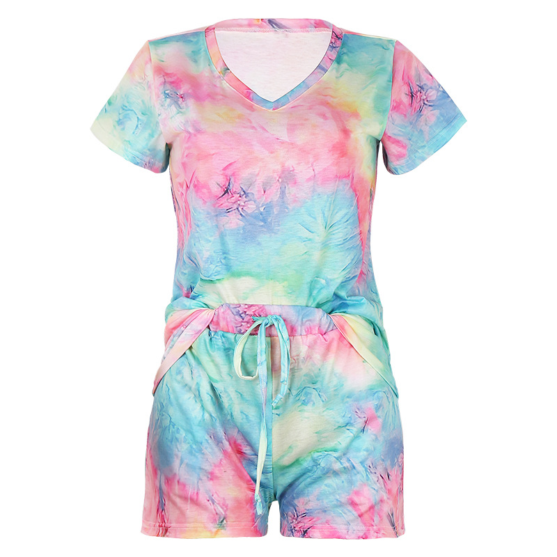 summer hot style women's printed tie-dye pajamas home service NSKX5977