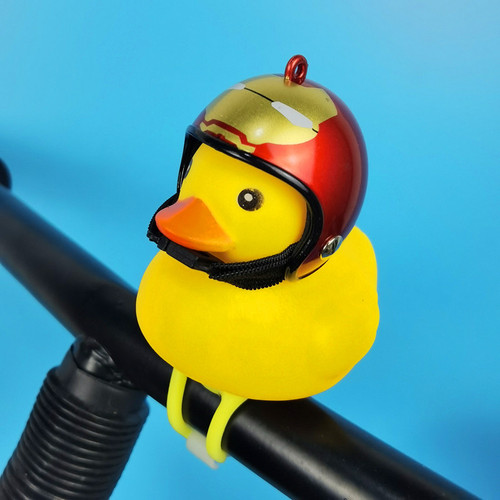 破风鸭头盔小黄鸭车灯电动平衡车摩托安全鸭自行车灯喇叭铃铛