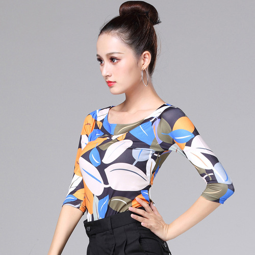 Latin clothing women's tops summer new dance practice clothes short modern dance dance clothes ballroom dance tops