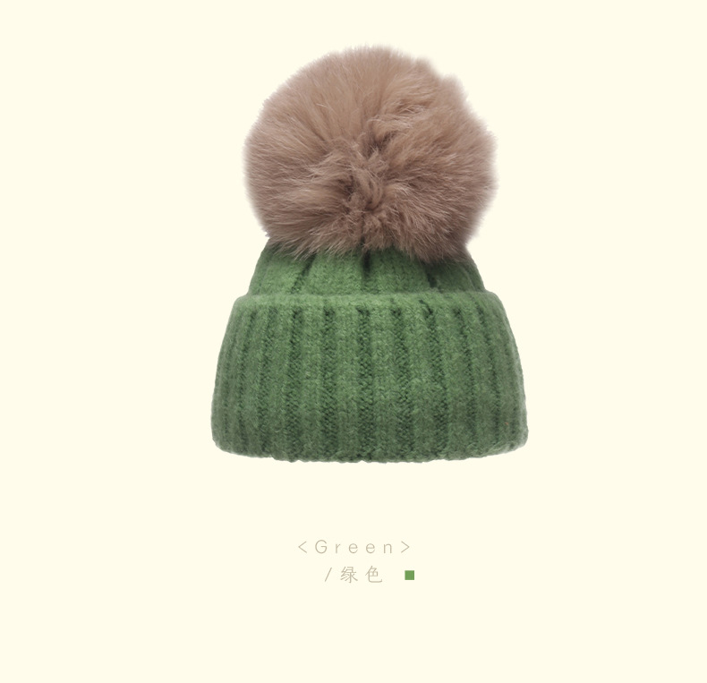 Children's Fur Ball Wool Hat display picture 9