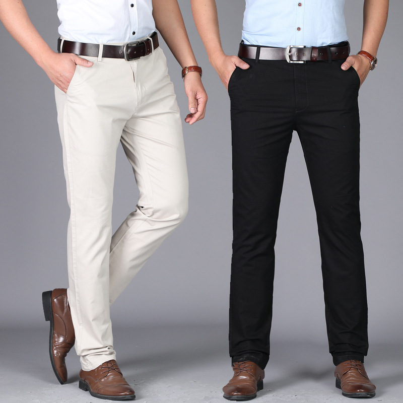 2024 Summer New Thin Men's Casual Pants Young and Middle-aged Korean Style Slim-fit Business Cotton Straight Men's Long Pants