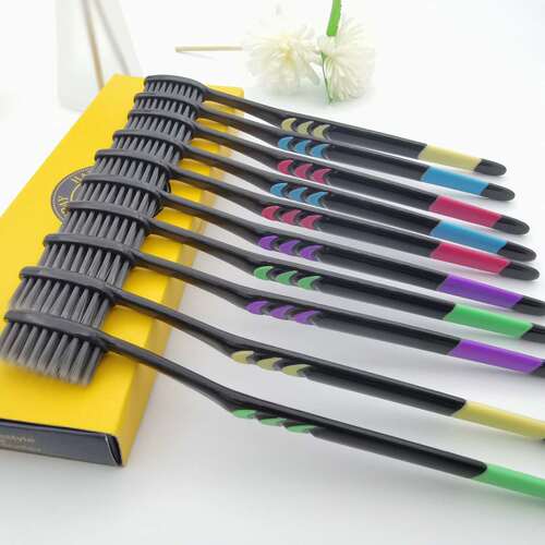 10 pcs cleaning adult toothbrush, fine-bristled family size, bamboo charcoal toothbrush, soft-bristle toothbrush for couples