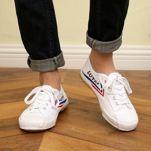 Lu Thai round-toe martial arts track and field shoes for couples men's canvas shoes sports shoes casual men's running white shoes
