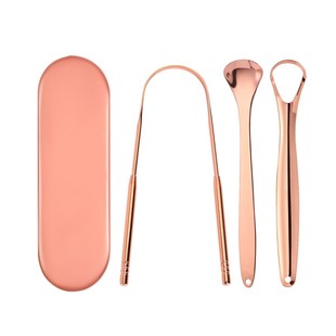 Amazon Tongue Scraper Set Stainless Steel Tongue Coating Brush Cleaner Breath Freshening Care Tongue Scraper Double-Sided