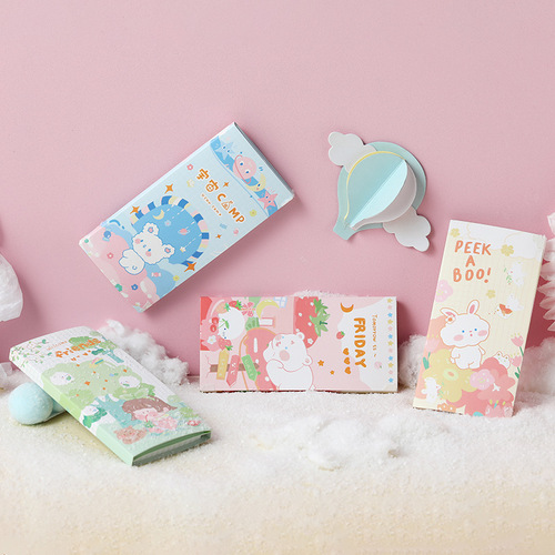 Cute long sticky note set combination cartoon colorful note pad student creative sticky note paper wholesale