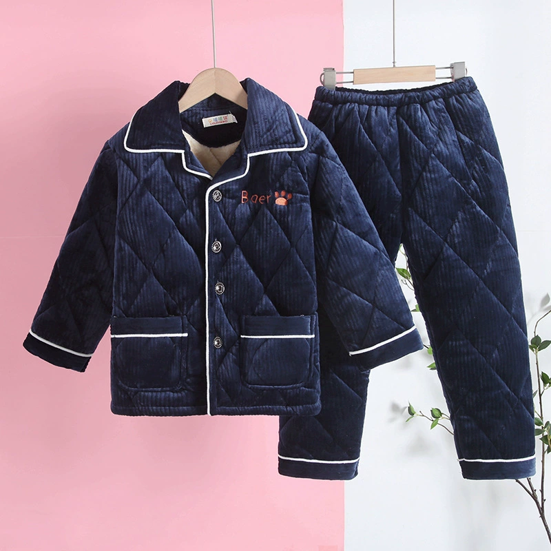 Children's velvet winter pijama thickened crystal, quilted long-sleeve, sleeves, set, for teenagers, for secondary school