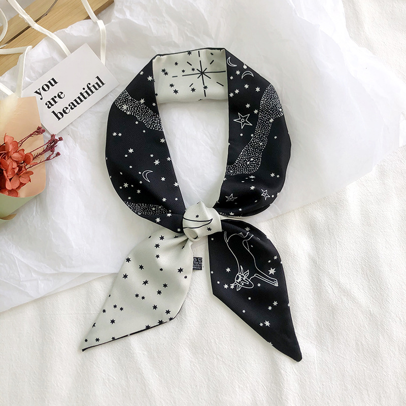 Corea del Sur versátil estrecha bufanda larga bufanda corbata de cinta decorativa banda para el cabello 12 constelaciones pequeña bufanda femenina primavera y otoño