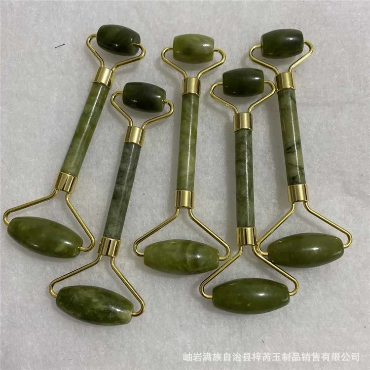 Цинковый сплав Нефритовый ролик Контейнер для красоты Натуральный нефрит Скребковая доска костюм Нефритовый роликовый массажер Скребковая доска