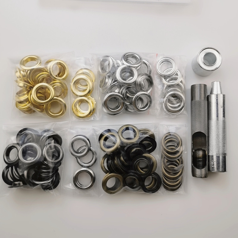 100 sets diámetro interior 14mm4 color gas ojo + 3 unidades herramientas de instalación metal color callos caja lona hebilla para transfronteriza