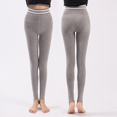 秋冬緊身高腰瑜伽褲加絨加厚保暖女士舒適打底褲健身踩腳壹體褲