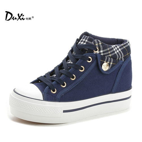Women's Shoes 2024 Spring and Summer New Canvas Shoes Thick Sole Inner Height Korean Version Platform Student Shoes Casual Shoes 6023