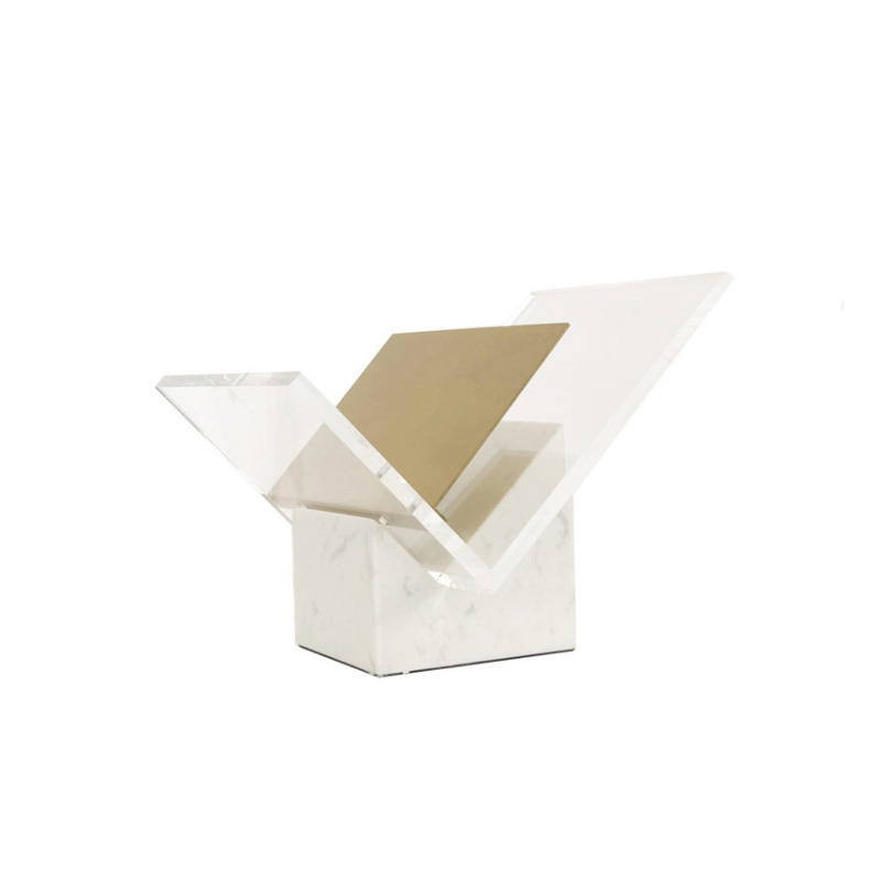 현대 간단한 대리석 아크릴 책장 책장 책장 신문 홀더 장식품 잡지 랙 판매 사무실 부드러운 장식