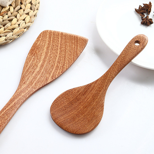 Wooden shovel non-stick pot ebony household high temperature resistant cooking shovel wooden spoon spatula engraved LOGO