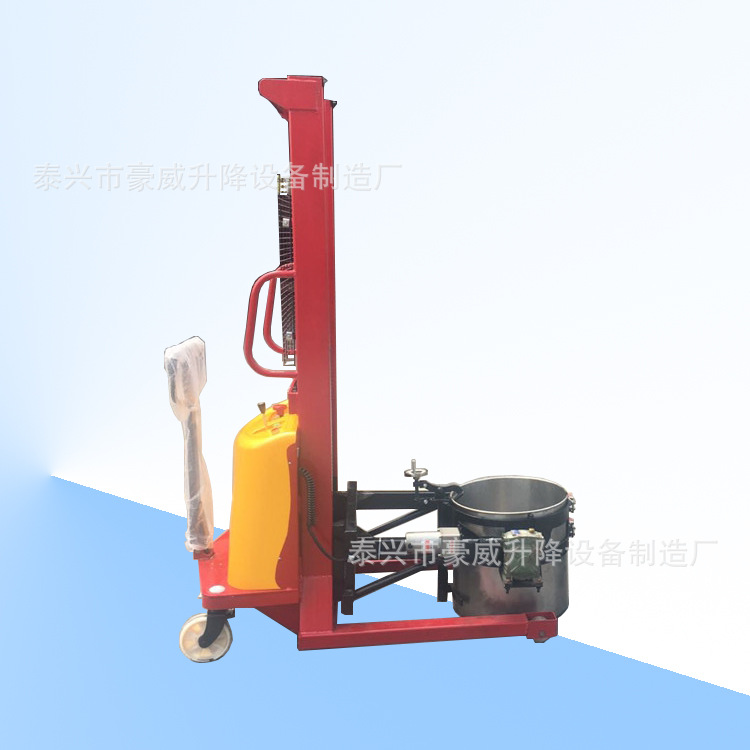 卖电动油桶装卸车 翻转式半自动圆桶倒料车取料机 电瓶铁桶堆高车